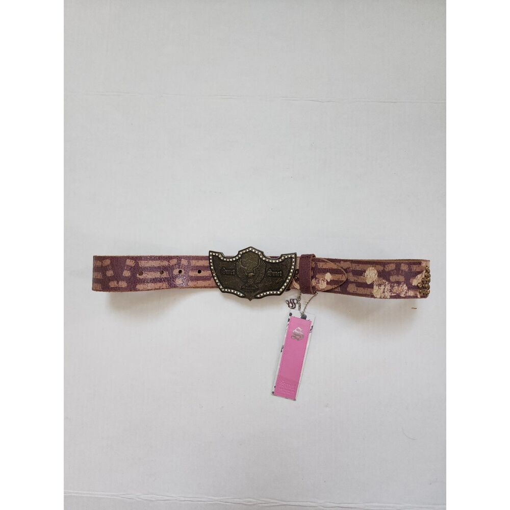 Smet by Christian Audigier Distressed Leather Winged Buckle Belt - NWT - Picture 5 of 8